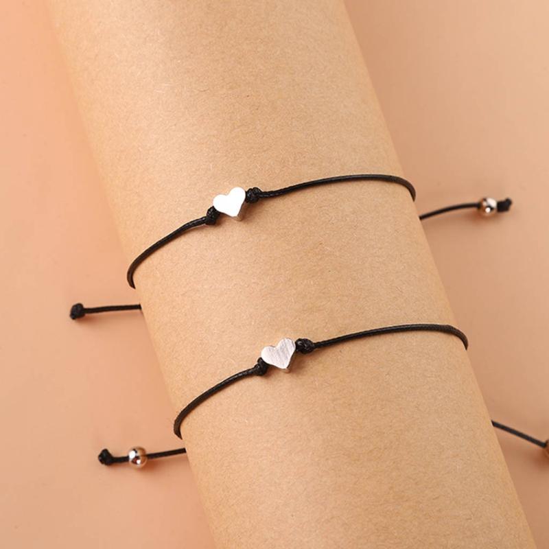 2pcs Sister Couple Bracelet Matching Heart Bracelets Jewelry Gift for Sister Women Birthday Presents for Girlfriend