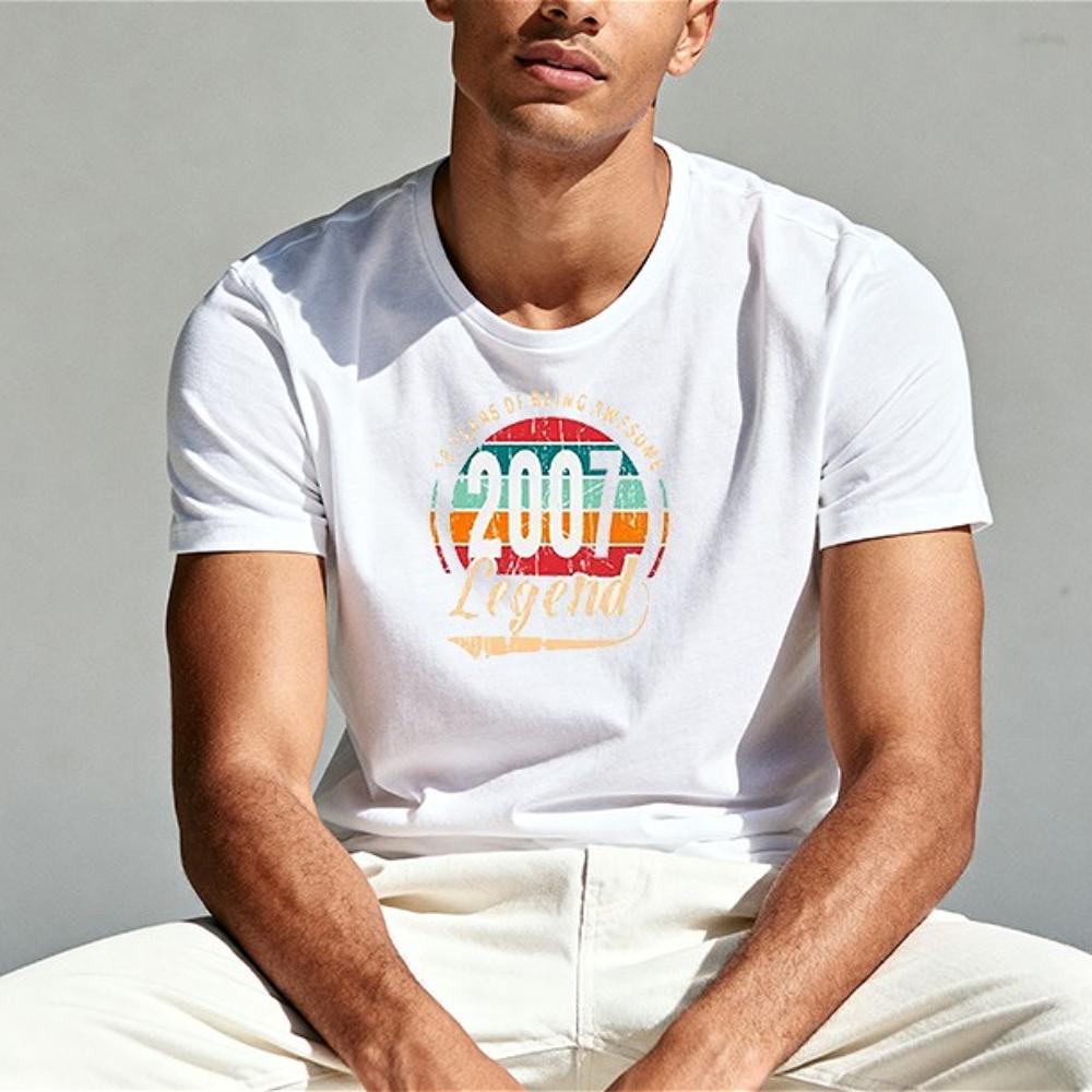 

Legend Born in 2007 Funny Birthday Gift Printed Tshirt Tops 18 Years of Being Awesome Streetwear Shirt Unisex Cotton Classic ... S разноцветный