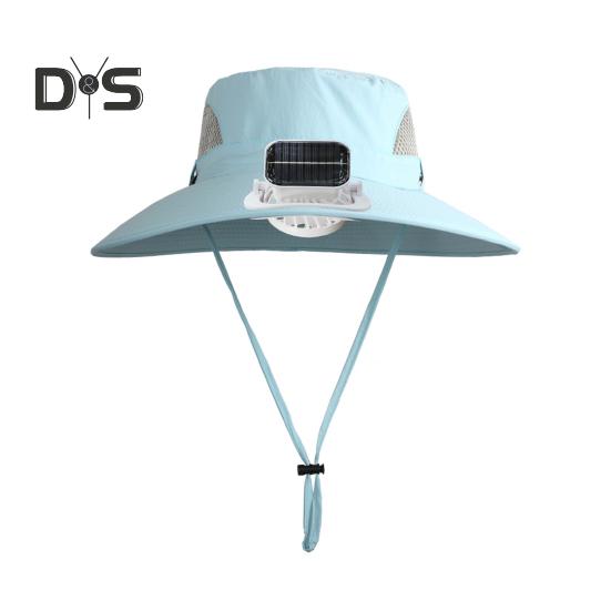 Outdoor Wide Brim Sun Hat with Solar Powered Fan Hat Breathable Mesh Design UV Protection Kids Boys Hat