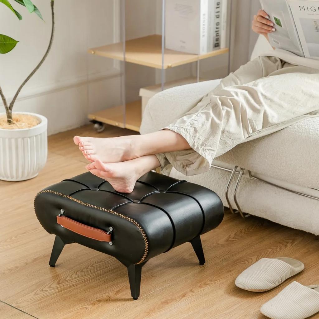 Modischer Schuhwechselhocker Flurhocker Leder Sofahocker Leder Amerikanisch Leichter Luxus Italienische Schuhe Endstück