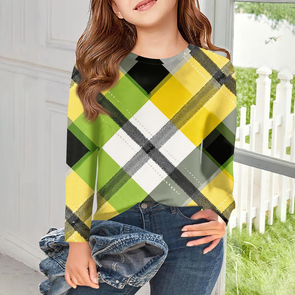 Girls Long Sleeve T Shirts Kids Fall Tops Crewneck Printed Basic Tees Saint Patrick's Day