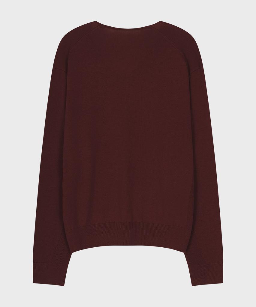 NOIRER Silk Wool Blend Deep V-Neck Knit (Red)