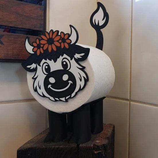 1/2Pcs Cow Shape Toilet Paper Holder Large Capacity Farmhouse Style No Assembly Napkin Organizer Bathroom Decor