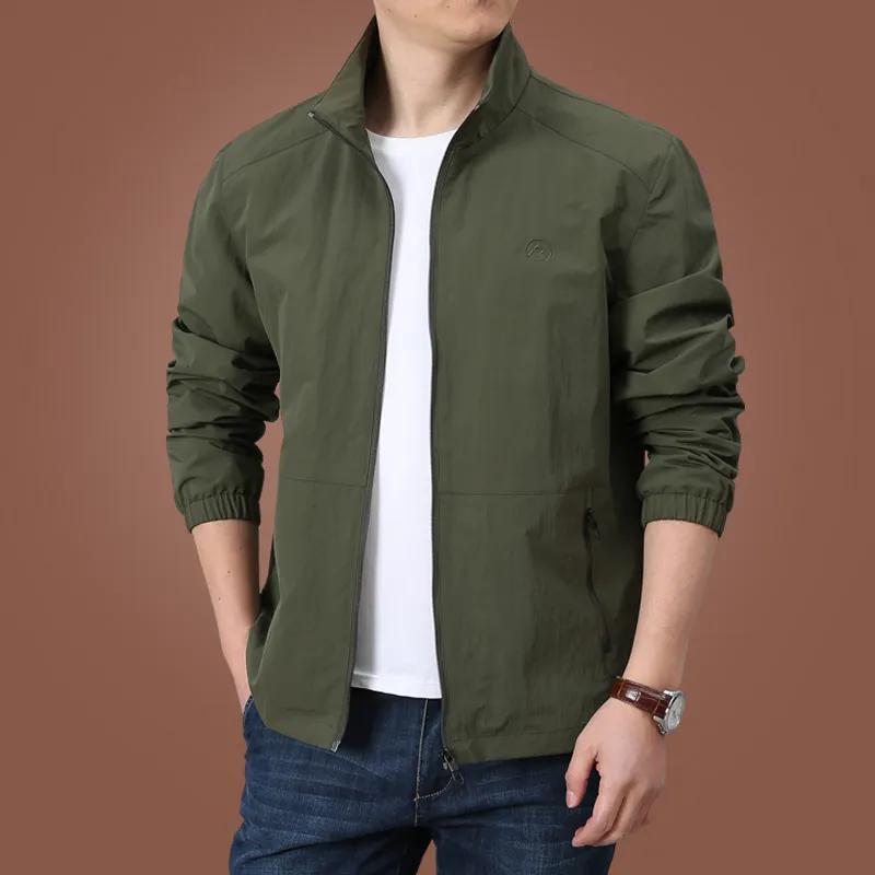 

2025 Men s Plus Velvet Jacket: Spring & Autumn Casual, Quick-Dry, Breathable, High Collar, Large Sizes for Middle-Aged Men 3XL