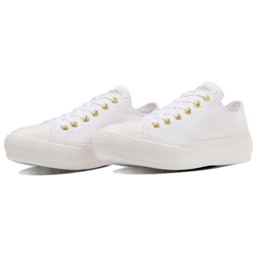 Converse All Star Light Plts Gd Ox Simple Solid Low Top Canvas Shoes Women Sneaker White 31309000