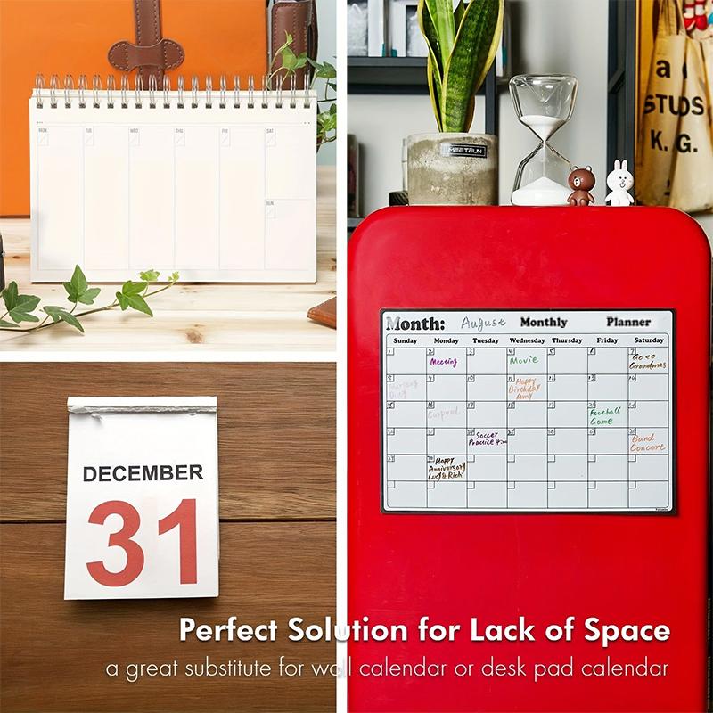 Magnetisk kjøleskapskalender - Sterk magnetisk bakside, Glatt tørrslettende overflate, Praktisk kalender, Holdbar whiteboard-tavle