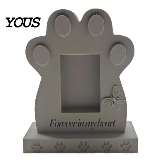 2 In 1 Pet Memorial Frame Tombstone Dog Stone, with Built-in Photo Card Slot, 3D Butterfly And Stone Design Paw Design, Commemorative