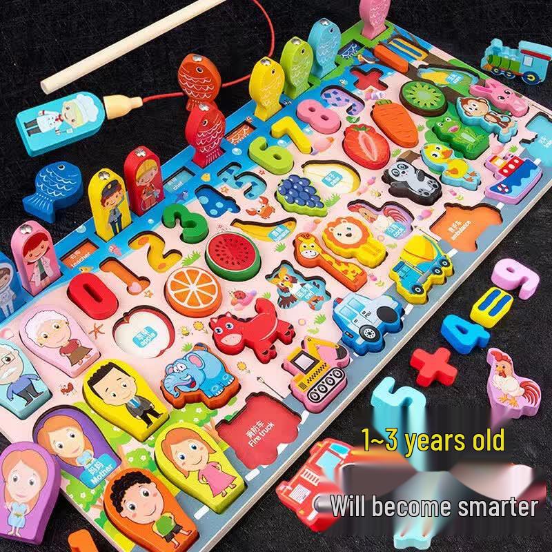 Mengxiangpai Kids Wooden Multifunctional Logarithmic Board Puzzle Toy