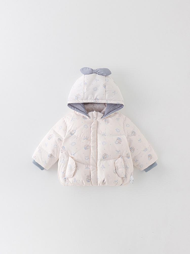 Stylish Hooded Down Jacket for Infant & Toddler Girls - Thickened Winter Coat with 90% White Duck Down