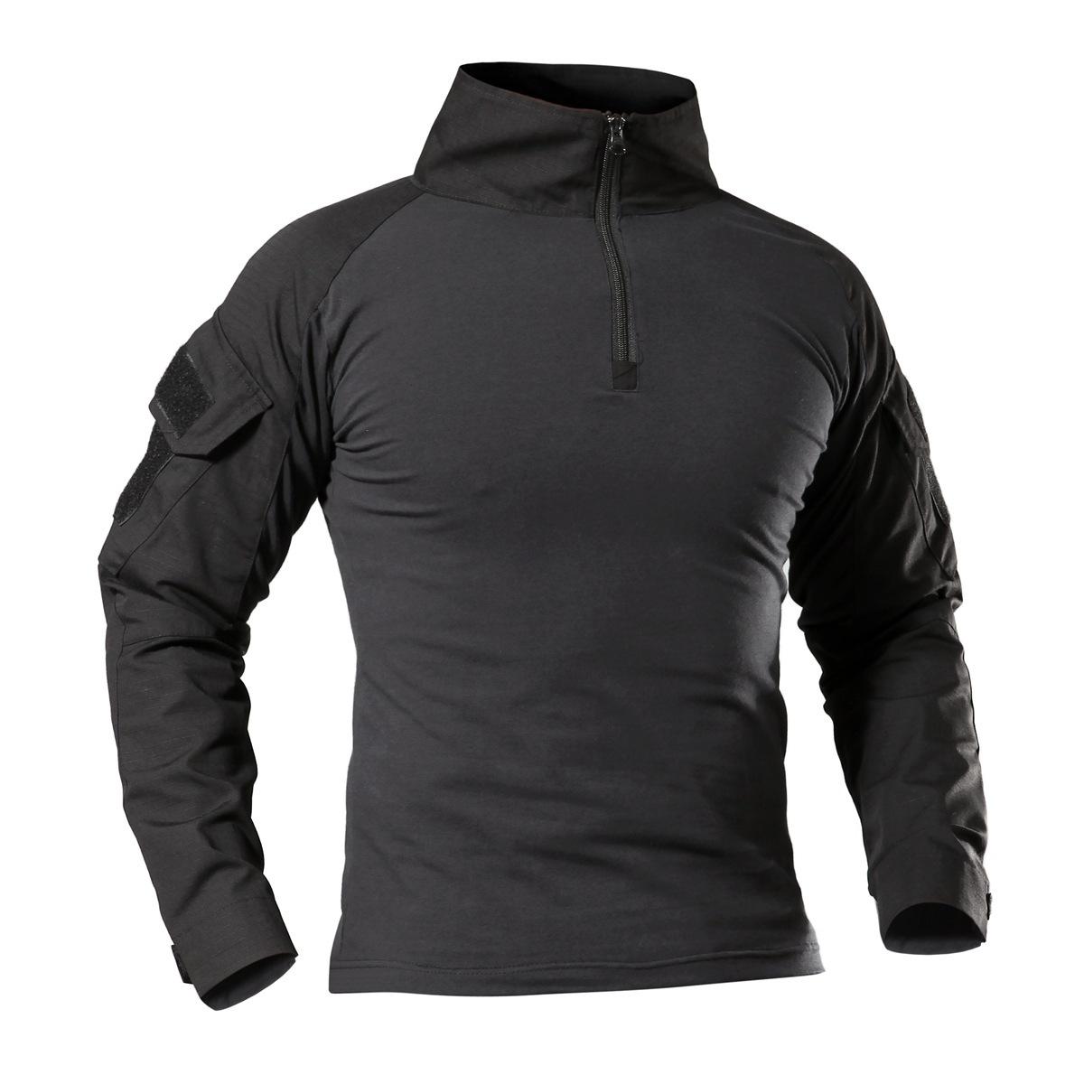 

Men s Long Sleeve Shirt 1/4 Zipper Ripstop Cotton Shirts Navy Blue T Shirts XS