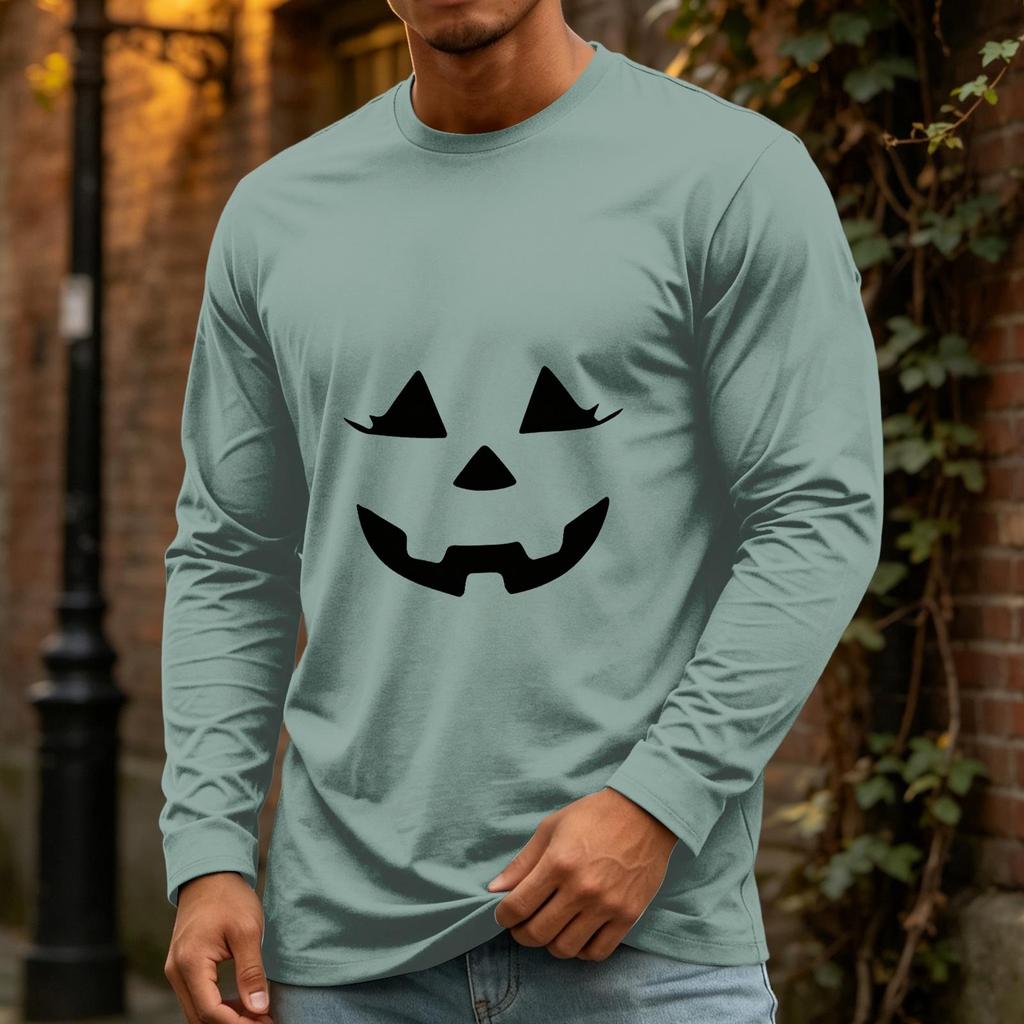 Men's Halloween Long Sleeve Neck Casual Top for Party