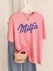 Milfa Letter Printing T-Shirts Womens Casual Comfortable Short Sleeve Tops Soft T Shirts Summer O-Neck Womans Streetwear