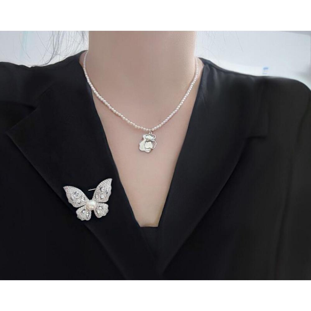 Bursting Butterfly Full Diamond Brooch Women'S Luxury Atmospheric Brooch Exquisite Versatile Pearl Accessories Autumn And Winter Clothing Gifts