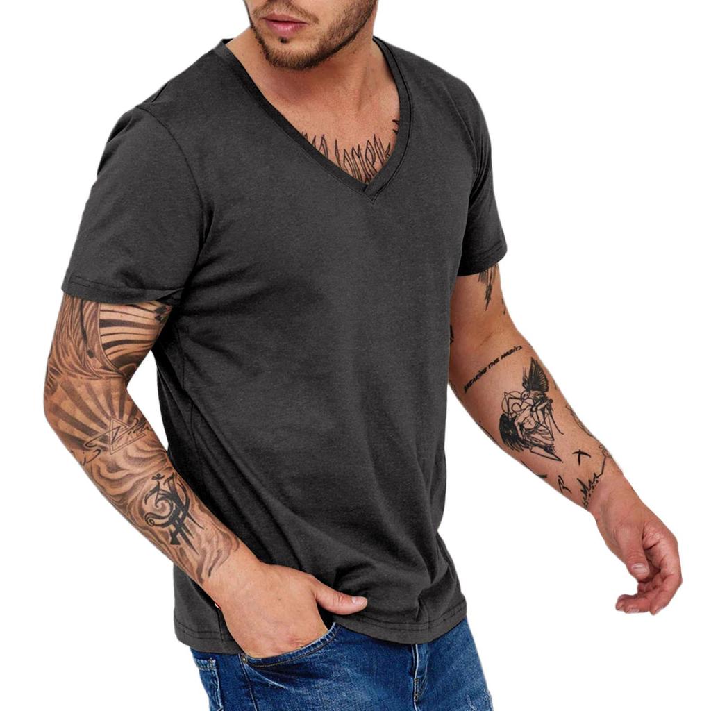 Camiseta Deportiva Casual de Verano para Hombre con Cuello en V Personalizada 2024