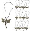 12 Pieces Shower Curtain Hooks Dragonfly Bathroom Shower Curtain Hooks Stainless Steel Shower Curtain Rings Decorative Shower Curtain Hangers Forest