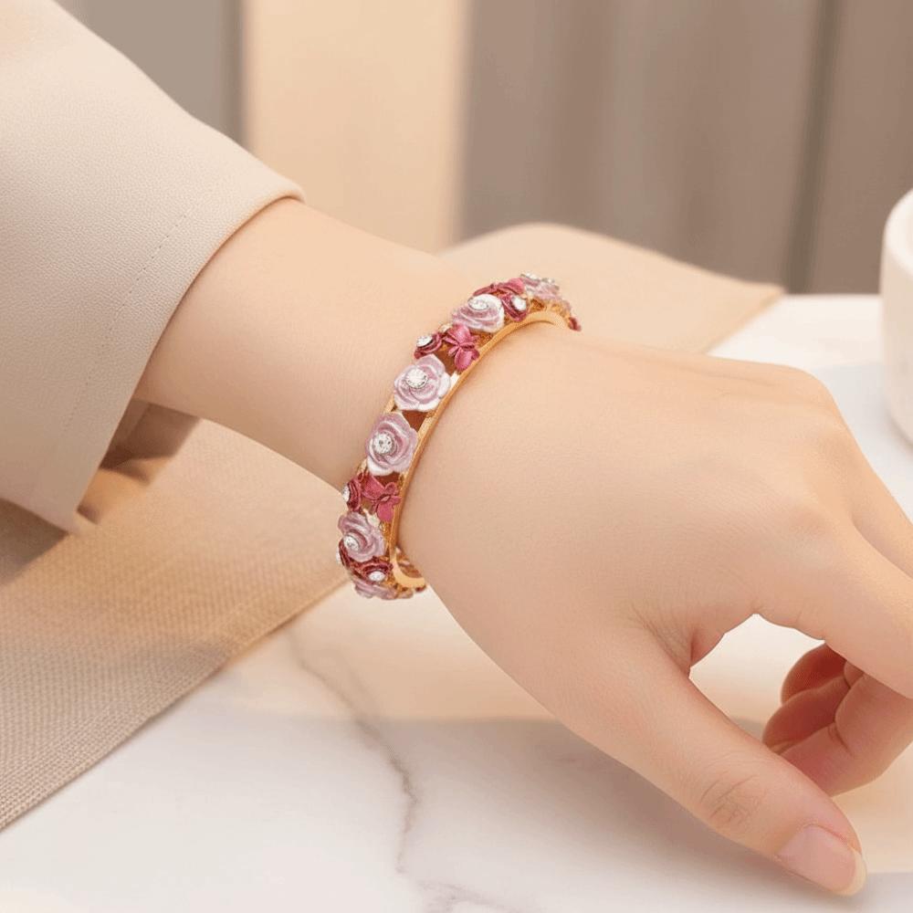 Traditional Hollow Out Flower Bracelet Vintage Women's Wrist Jewelry Versatile