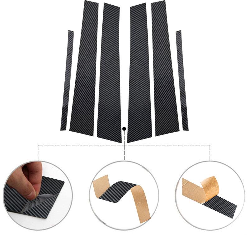 6Pcs Carbon Fiber Black Car Pillar Posts Stickers For Honda Accord 2008-2012 Auto Exterior Door Window Posts Decoration Styling