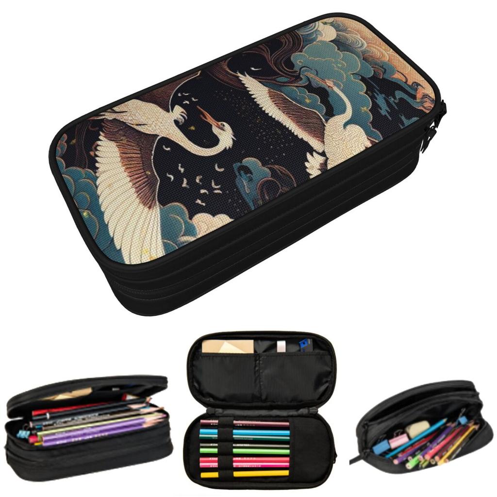 Japanese Art Tattoo Japanese Woodblock Print Pencil Case for Boys Girls Pen Box Pencil Bag Stationery Supplies Pen Holder Bag