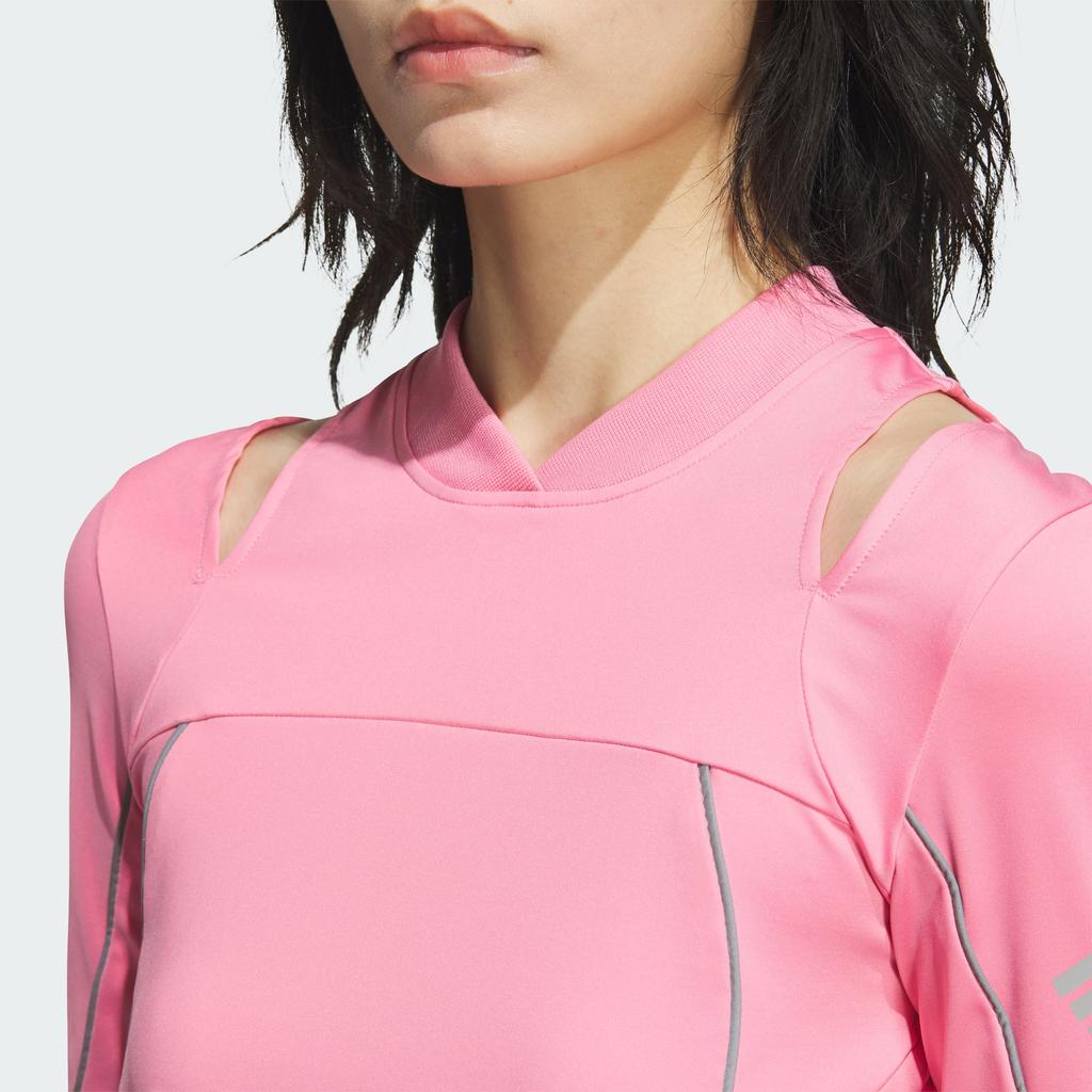 Adidas Slim Long Sleeve Top Quick-Dry V-Neck T-Shirt Women Tops Pink JJ3781