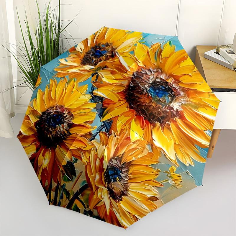 1pc Sunflower Bloom Automatic Folding Umbrella - 8-Rib Compact Travel Umbrella Durable & Portable for Outdoor Use, Perfect Gift for Birthdays118
