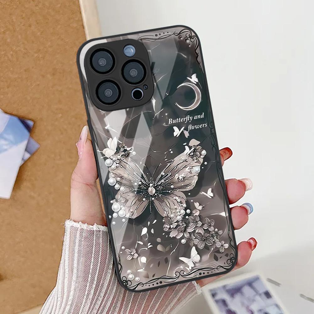 

Butterfly Phone Case For iPhone 13 11 16 14 15 12 17 Pro Max 17 Air 16E XR 7 8 Plus SE 2020 2022 Shockproof Tempered Glass Cover iPhone 15 Pro Max