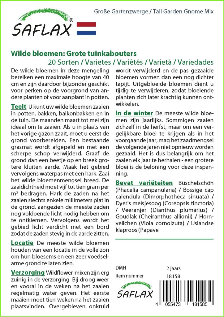 SAFLAX Hoher Gartenzwerg-Mix – 1000 Samen – 20 Wildblumen-Mix