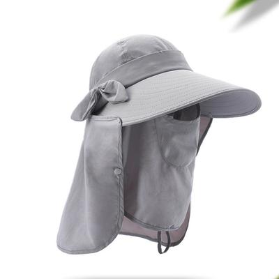 Women Sun Hat Wide Brim UV Protection Beach Fishing Hat Detachable Foldable Nylon for Outdoor Light Gray