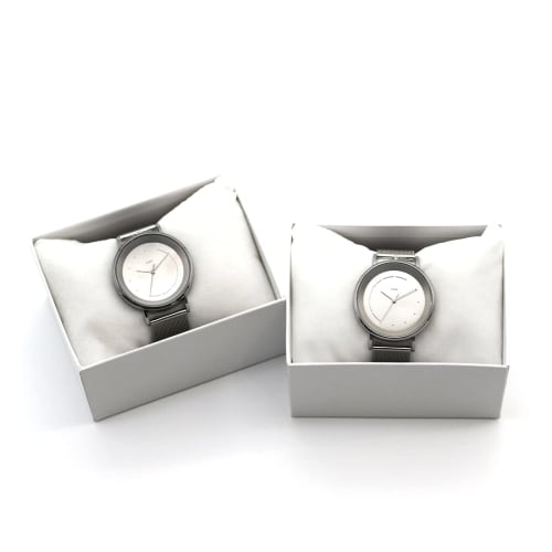 Klon SLIM SOLAR STYLE tentosen -SILVER MESH- 38mm Solar Watch for Men and Women, Simple Design with Interchangeable Straps