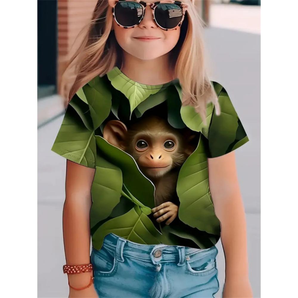 T-shirt da Ragazza Stampa 3D Animali Divertenti 2025 Moda Festival Top a Maniche Corte T-shirt Casual Abbigliamento da Ragazza