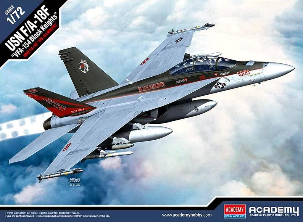Academy 1/72 Scale US Navy F/A-18F VFA-154 Black Knights Plastic Model Kit 12577