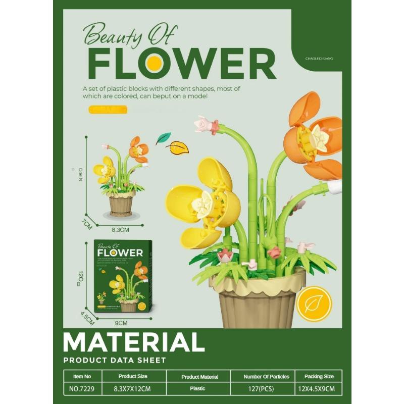 Building Block Flower Potted Plant Ornament Small Size Sunflower Rose Compatible WithBuilding Block Toys for Girl