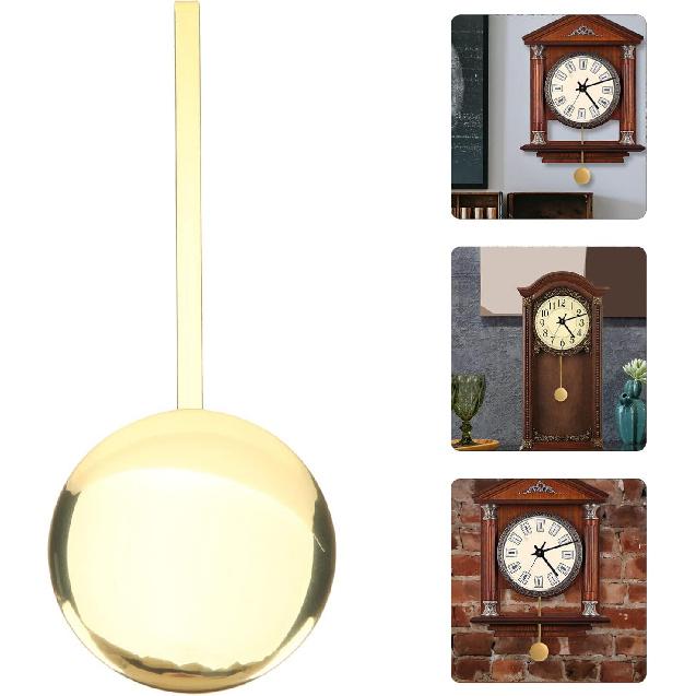 Metal Pendulum, High Gloss Gold, Quartz Wall Clock Accessory, DIY Repair Part, Pendulum Clock Replacement, 0.31in X 5.89in X 2.36in, Metal, Golden,