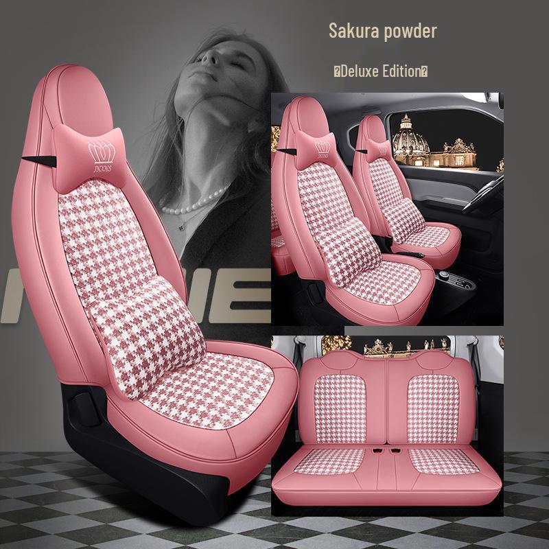 Houndstooth Seat Cover for Wuling Hongguang MiniEV - All-Season, Full Wrap Cushion