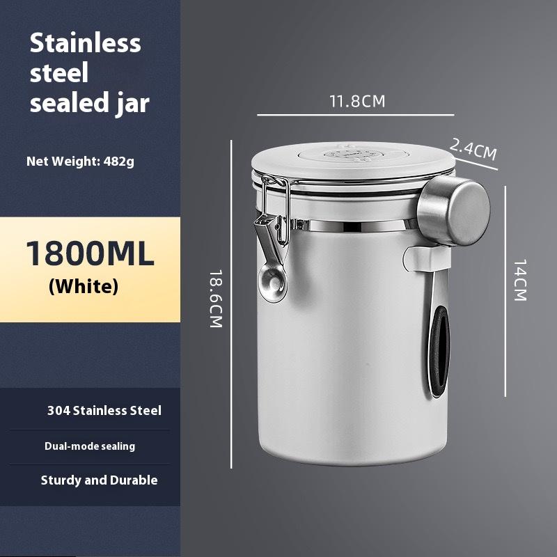 Coffee Beans Vacuum Sealed Jug,Stainless Steel Food Airtight Container forKitchenware,Portable Grain Storage Can for Kitchen