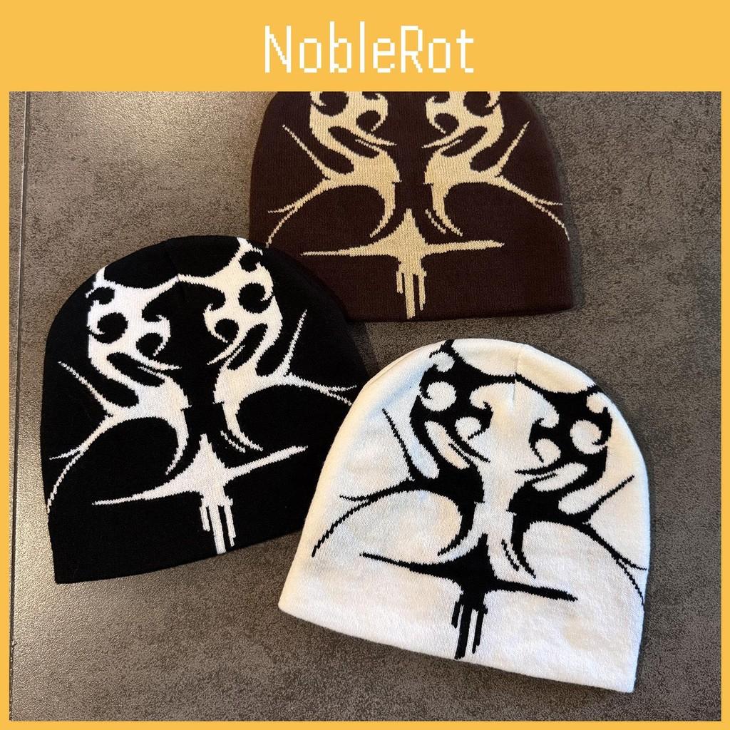 Blocked Fashion Color Flame Pattern Neutral Casual Knitted Hat For Autumn