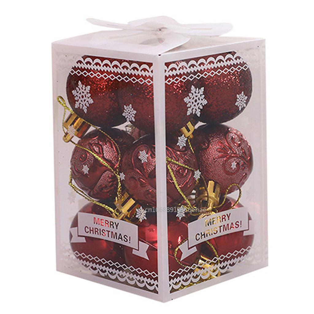 12PCS 4cm Christmas Ball Xmas Tree Balls Hanging Pendant Decoration Plastic  Xmas Party New  Accessories Ornament Decor