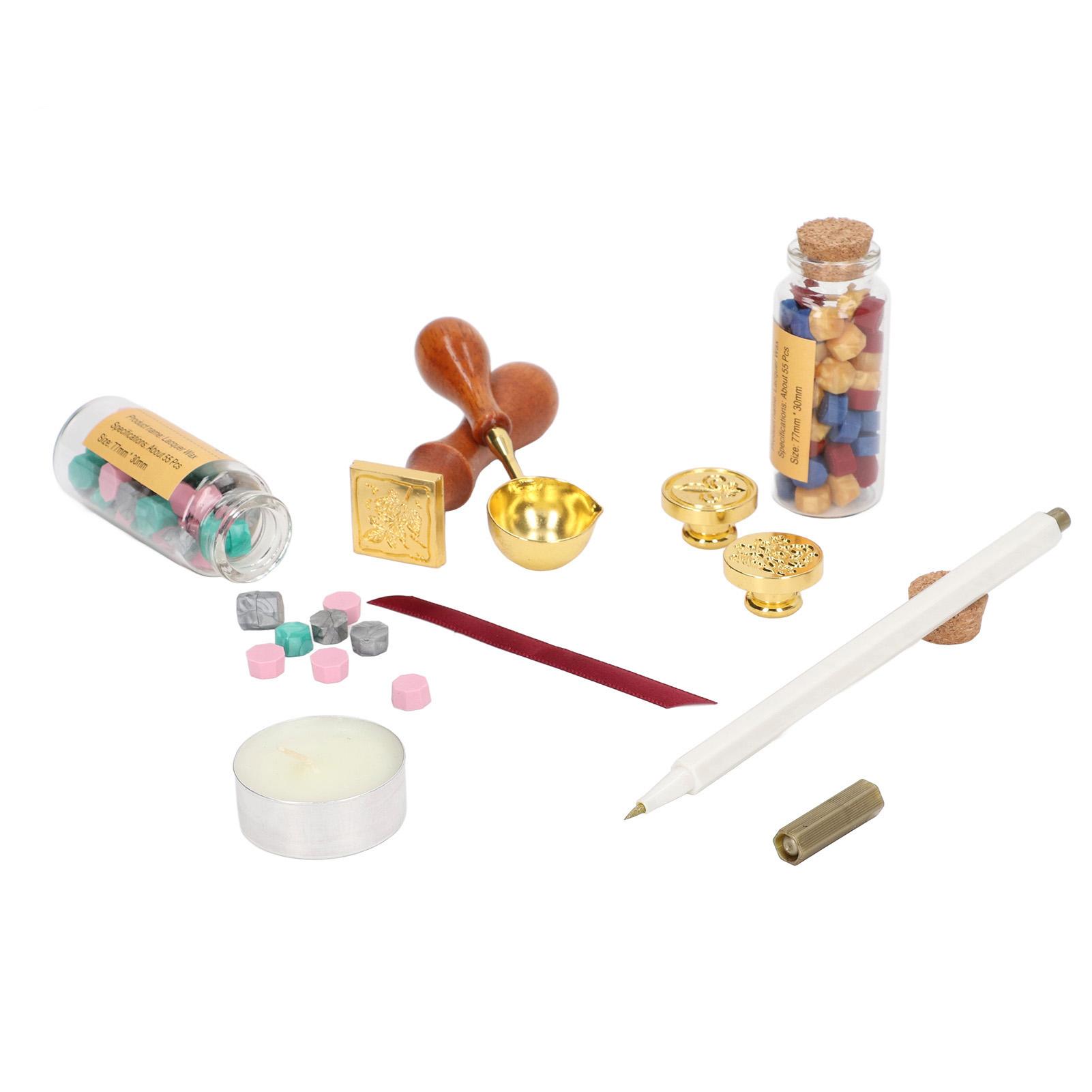 Wax Sealing Stamp Set Retro Beautiful High Glossy Bright Colors Three Dimensional Stamp Pattern Sealing Wax Stamp Kit
