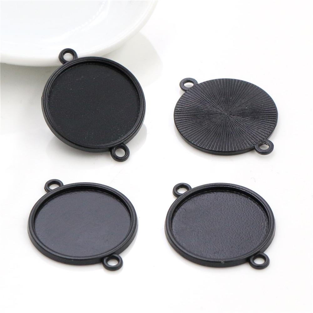 10pcs 20mm Inner Size Classic 5 Colors Plated One Sided Double Hanging Simple Style Cabochon Base Setting Charms Pendant