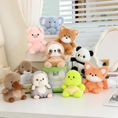 13CM Cute Elephant Turtle Hedgehog Duck Pig Sea Otter Bear Panda Plush Toys Creative Animal Stuffed Doll Gift