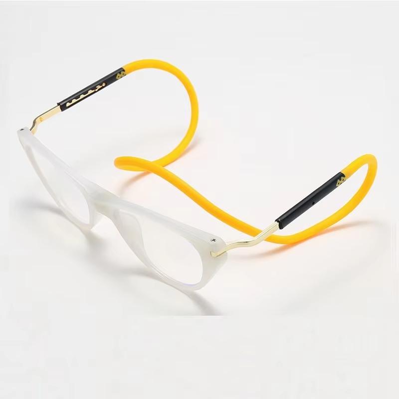 Men Women Anti Blue Light Cat Eye Hanging Neck Reading Glasses Silicone Soft Rope Anti-lost Scalable Portable Reading Eyeglasses