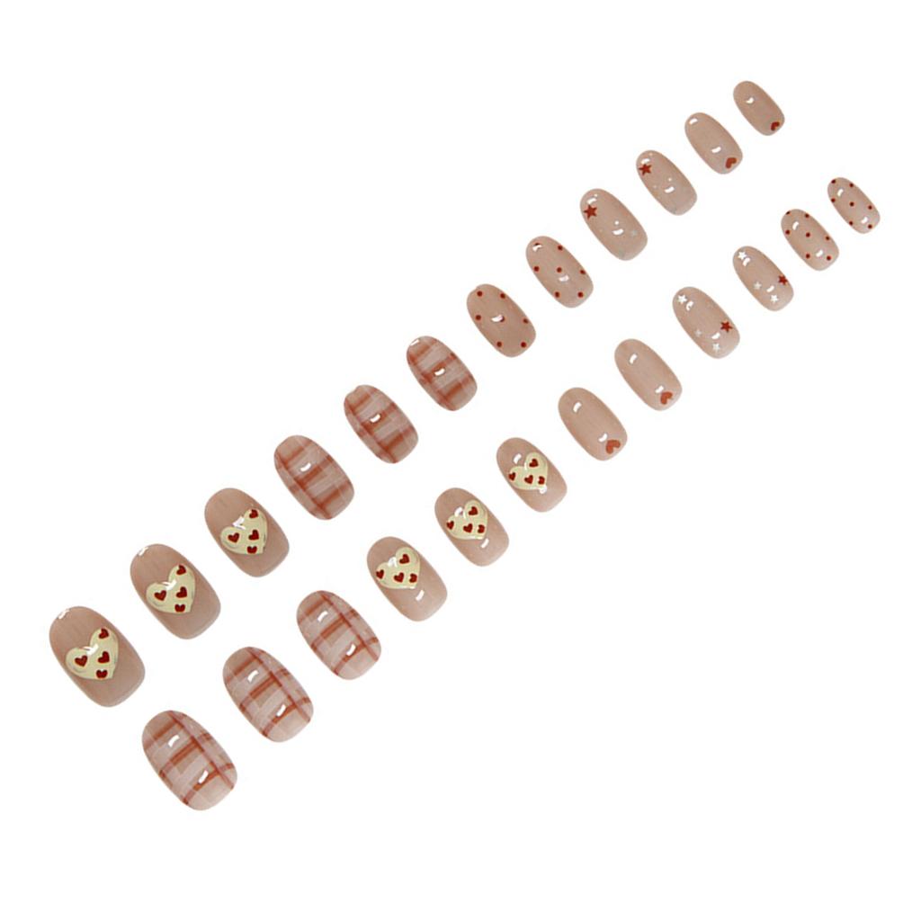 Artificial Nail Tips with Heart and Star Patterns 24 Pieces Lightweight Comfortable Fit for Various Occasions