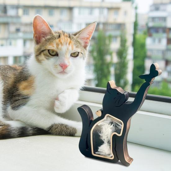 Caja Conmemorativa para Pelo de Mascota Superficie para Grabado DIY Caja de Recuerdos Hecha a Mano Ventanas Antimanchas Compartimento Sellable Caja para Pelo de Mascota
