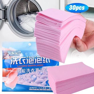 30 Pezzi/pacco Compresse per Bucato Detersivo Forte per Bucato Foglio Biancheria Intima Abbigliamento Detersivo per Bucato Bolle di Lavaggio Carta Sapone da Bucato
