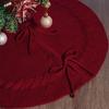 White/Red Knitted Christmas Tree Skirt Polyester Xmas Tree Foot Cover  Wedding