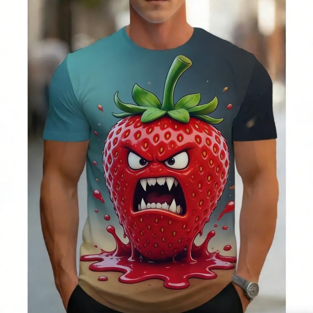 Interesting Fruits 3d Print T-Shirt Casual Loose Fashion Round Neck Summer Men's Breathable Oversized T-Shirt