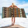 Colorful Ethnic Pattern Beach Towel, Vibrant Tribal Folk Art Quick-Dry Sand-Free Microfiber Bath Towels for Yoga Swim and Travel