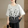 DIMANAF 2026 Sommer Übergröße T-Shirt Damen Print Locker Lässig Rundhals Damen Oberteile T-Shirts Oversize Neu