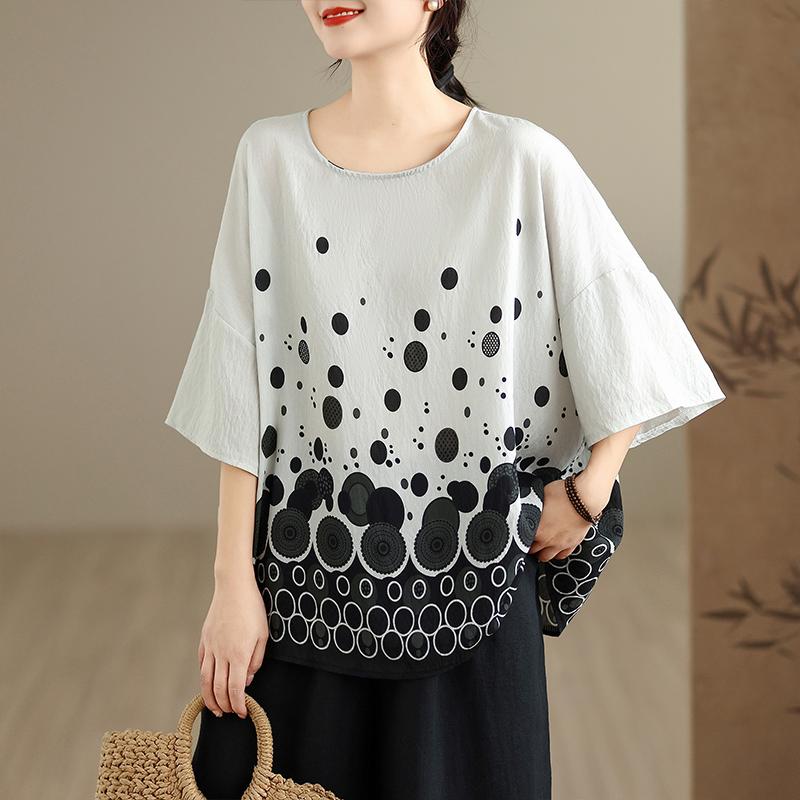 DIMANAF 2026 Sommer Übergröße T-Shirt Damen Print Locker Lässig Rundhals Damen Oberteile T-Shirts Oversize Neu