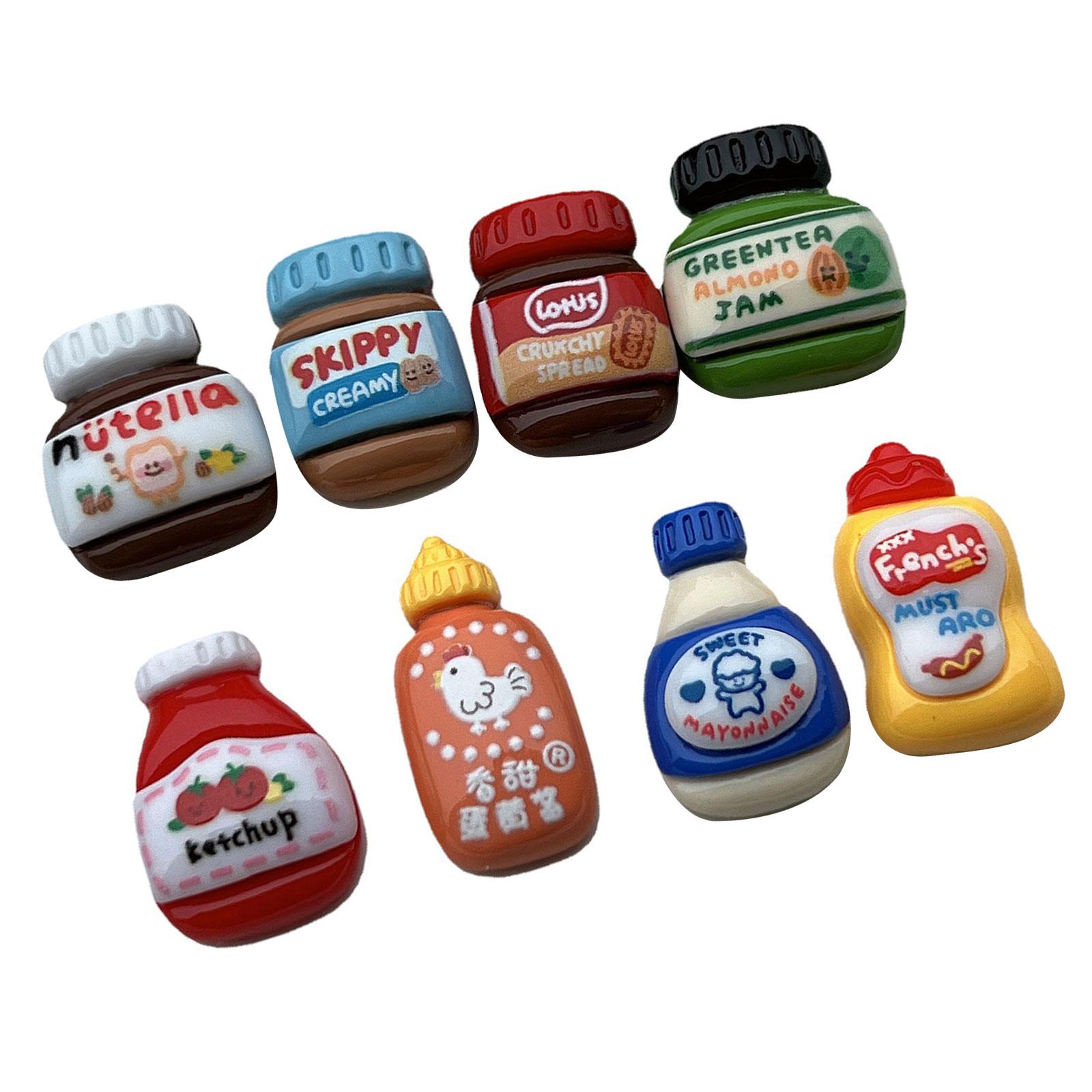 

Набор из 8 симпатичных бутылок соуса из смолы, мини-магниты на холодильник для домашнего декора, креативные магниты на холодильник в форме еды, украшения