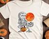Skeleton Dinosaur Halloween T-Shirt, Funny T-Rex Pumpkin Costume